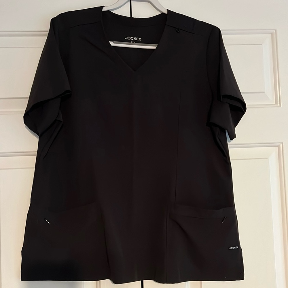 Black Jockey Mock Wrap Neck Scrub Top